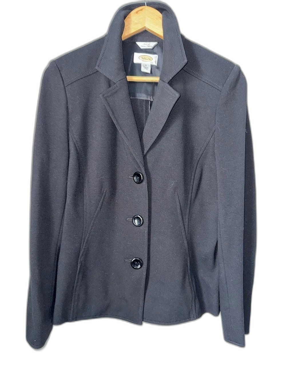 Talbots Women’s 3-Button Blazer Black Size 6 Italian Fabric !